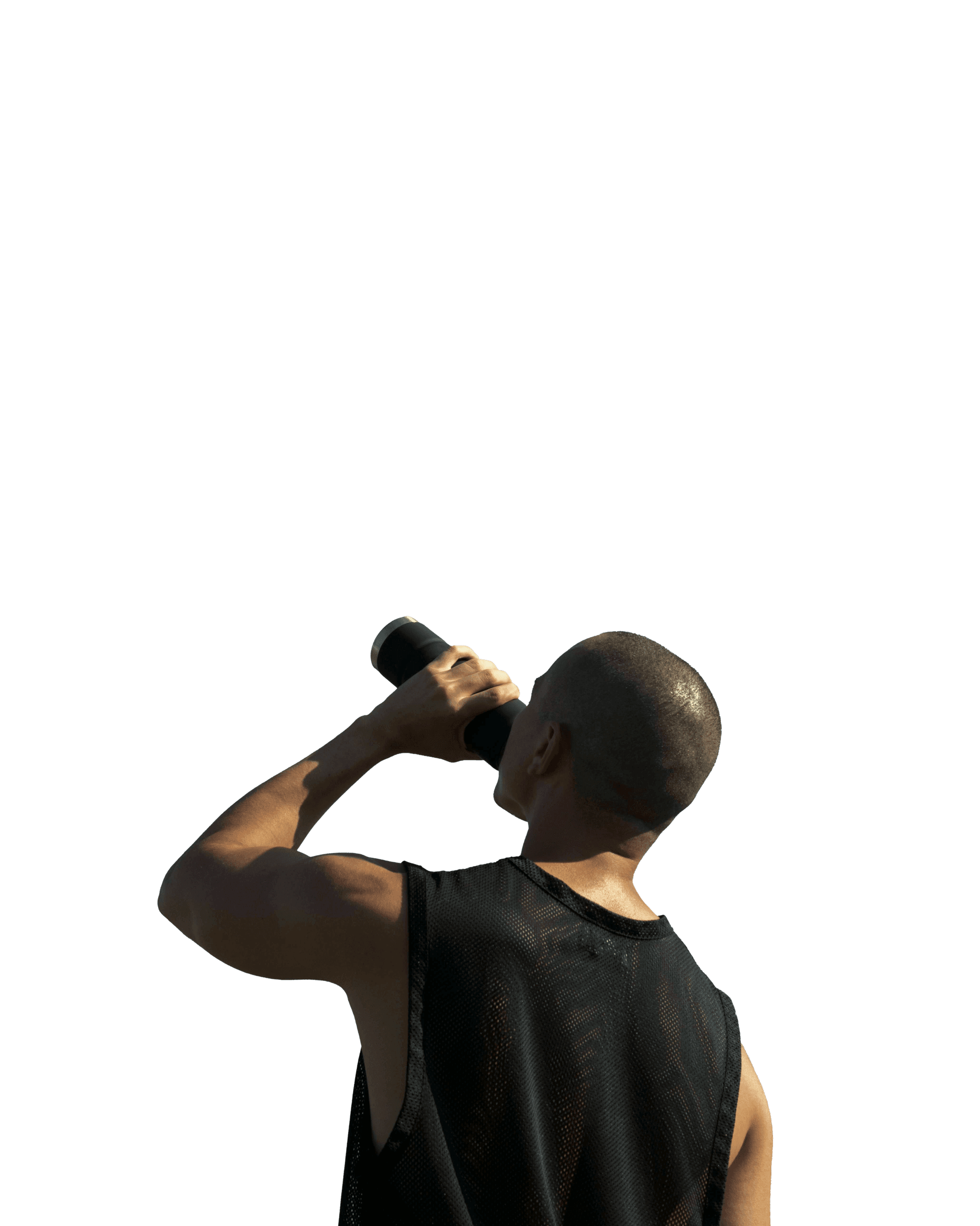 A man drinking water after exercise