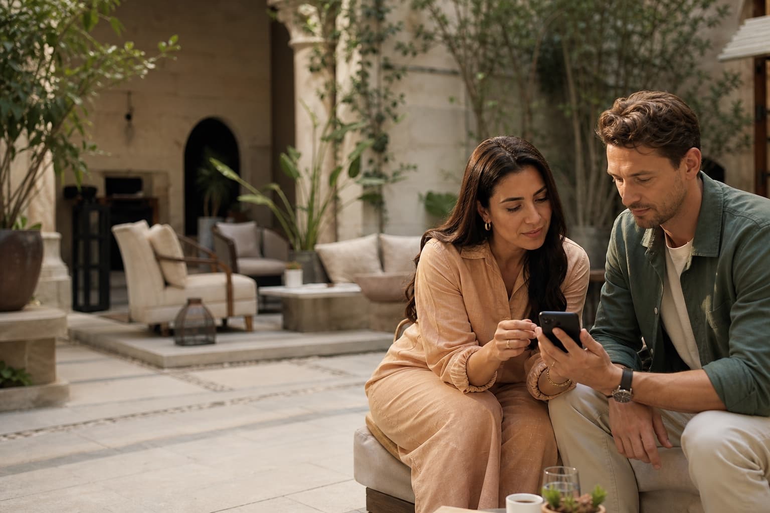 A Buji local host helping a guest with his itinerary